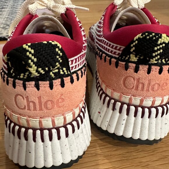 Chloe Nama Leather-trimmed Sneakers - Picture 4 of 6